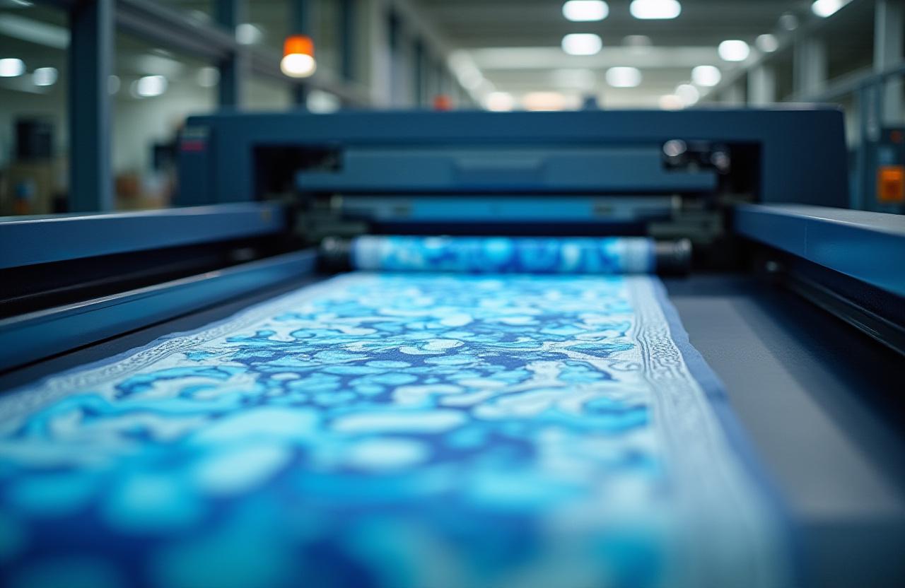 Máquina de impresión textil digital de última generación en el taller